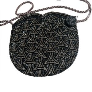 VINTAGE beaded navy crossbody/clutch special occasion handbag